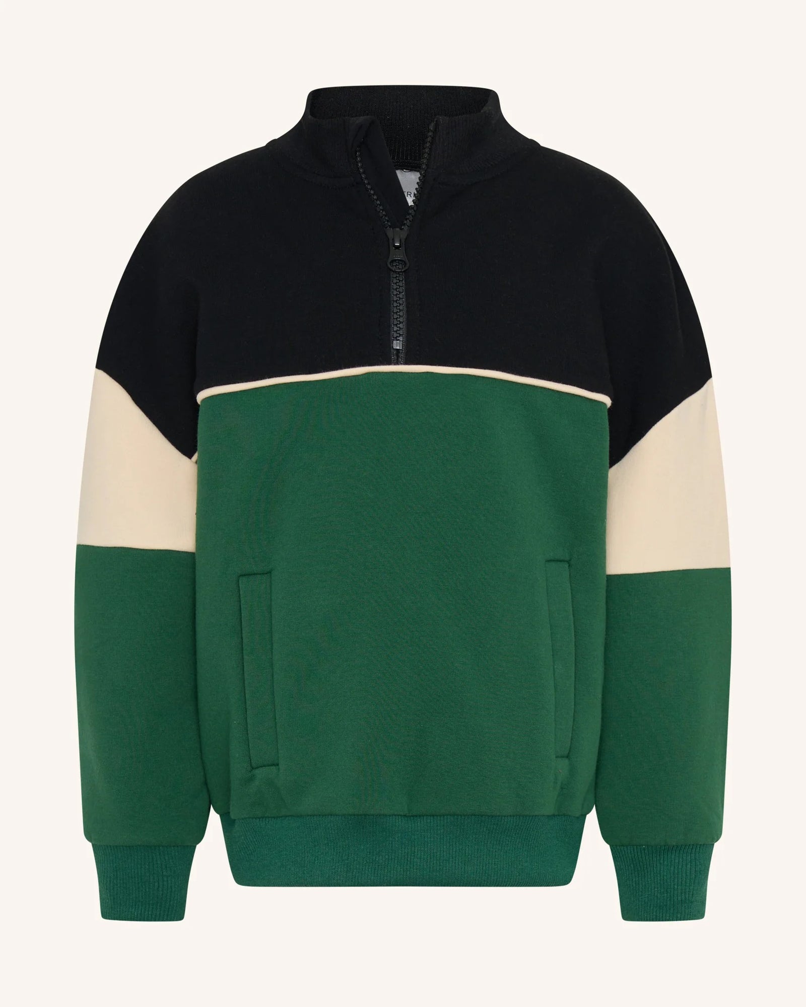 Tiny Tribe High Neck Zip Segment Sweat Top Green