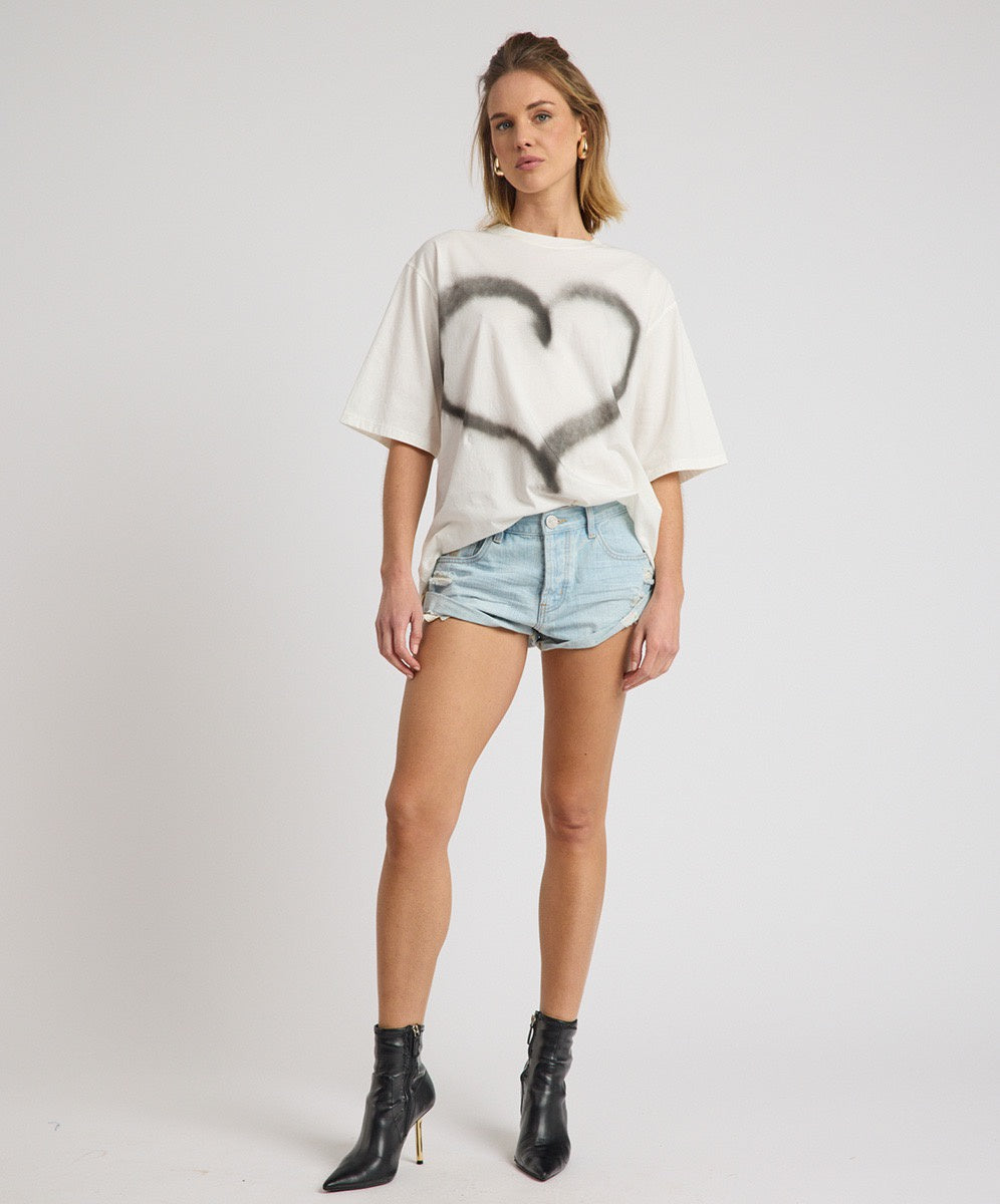 One Teaspoon Heart White Kobe Tee - White