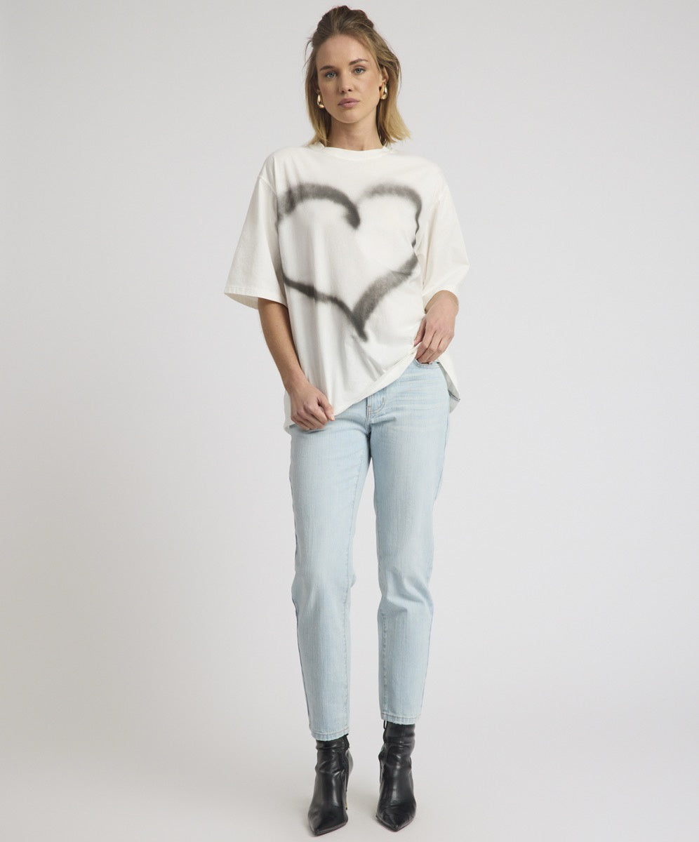 One Teaspoon Slims Heart High Waist Cropped Slim Fit Denim Jean Sea Mist Blue