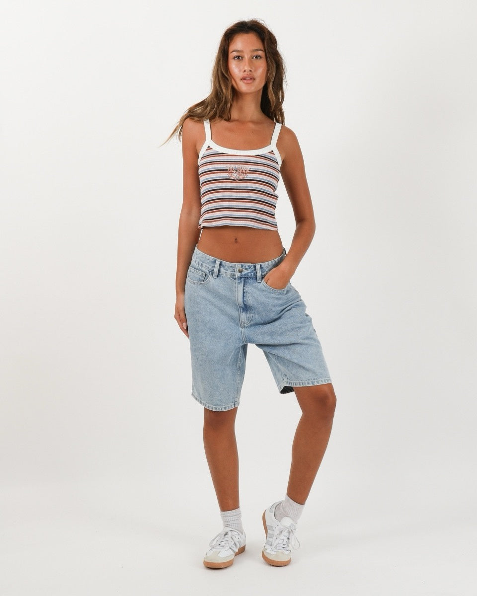 T&amp;C Womens Thrift Denim Short Bleached Blue