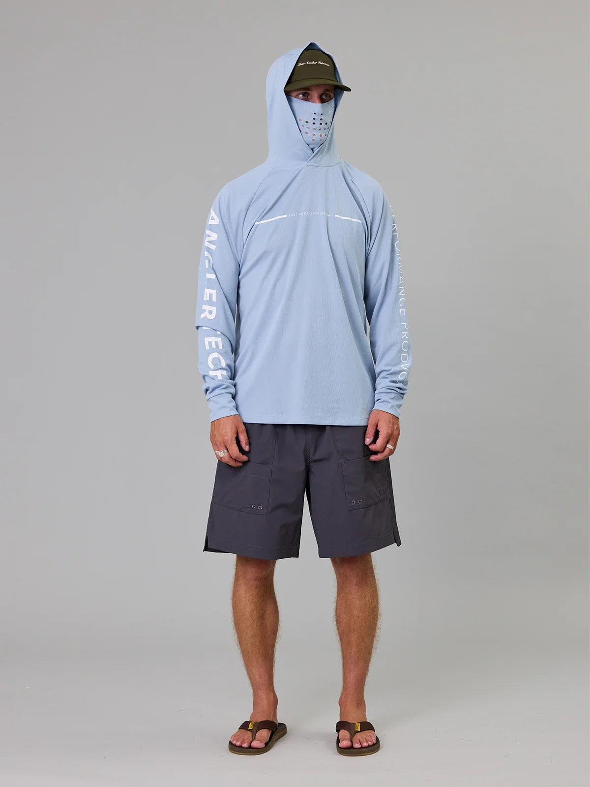 Just Another Fisherman Angler Tech UPF40 Hood Washed Blue