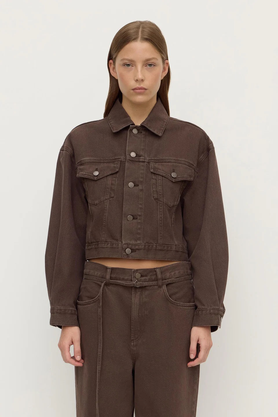 Assembly Womens Cropped Denim Jacket Ganache