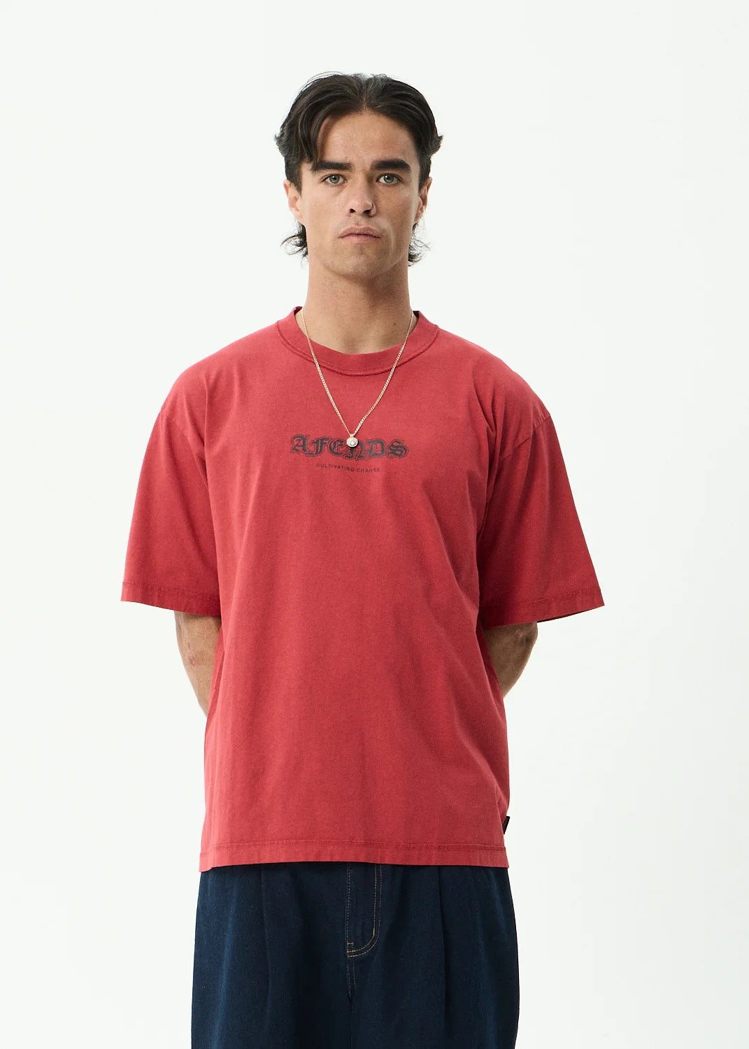 Afends Script - Boxy Tee Vintage Cherry