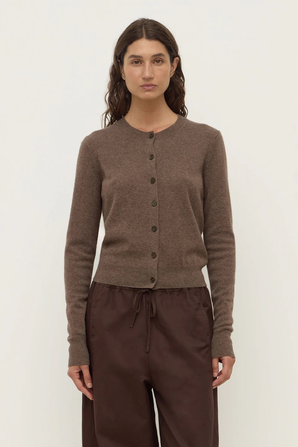 Assembly Benny Knit Cardigan Cocoa Marle