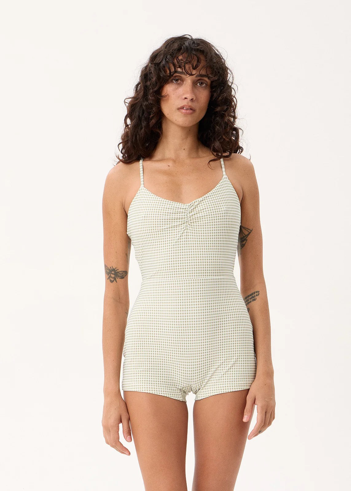 Afends Brays - Boyleg One Piece Sage Gingham