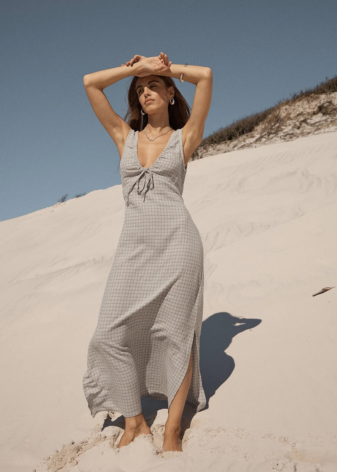Afends Izzy - Maxi Dress Silver Birch