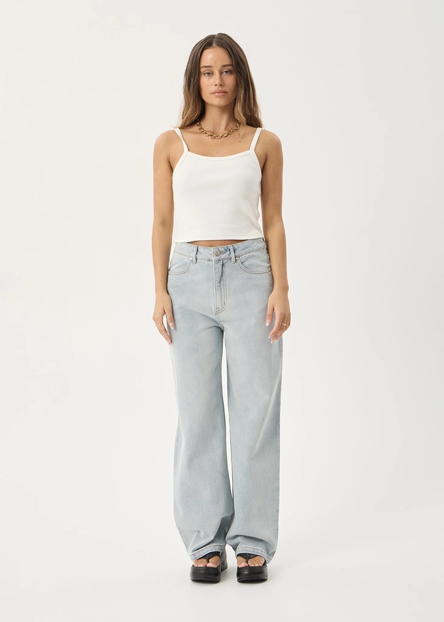 Afends Bella  Denim Wide Leg Jean - Stone Blue
