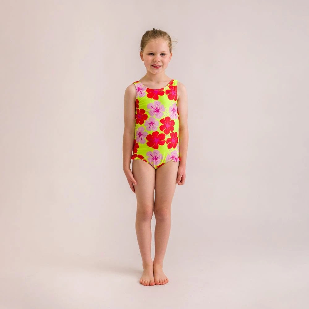 Nestling Neon Girls Swimsuit - Hibiscus