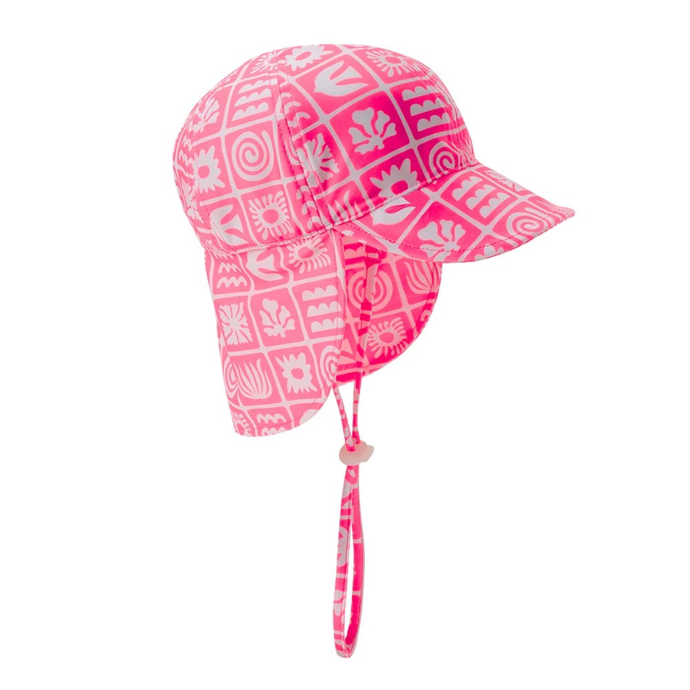 Nestling Neon Swim Legionnaire Hat - Neon Pink Retro Surf