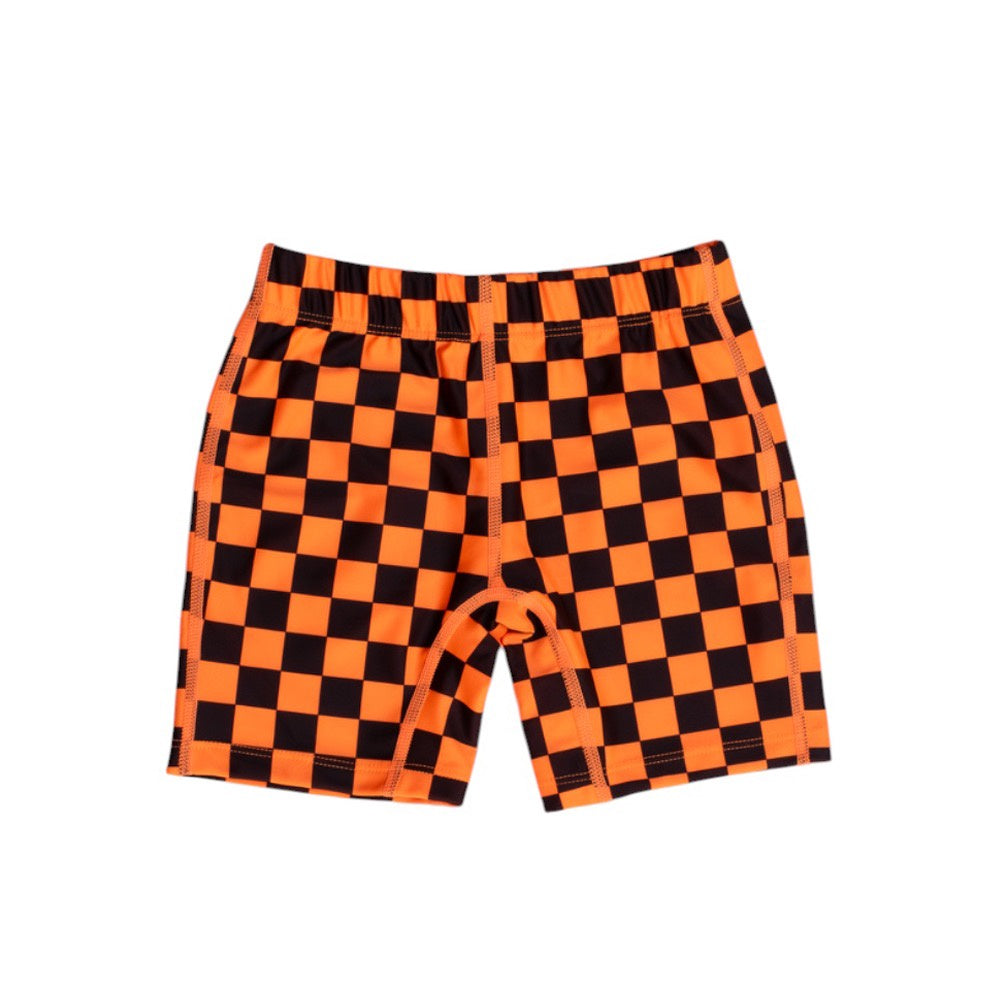Nestling Neon UPF50+ Swim Shorts - Neon Orange Check