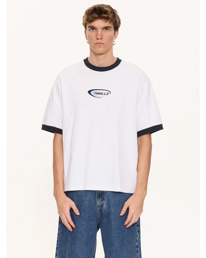 Thrills Fusion Ringer Box Fit Oversize Cropped Tee White
