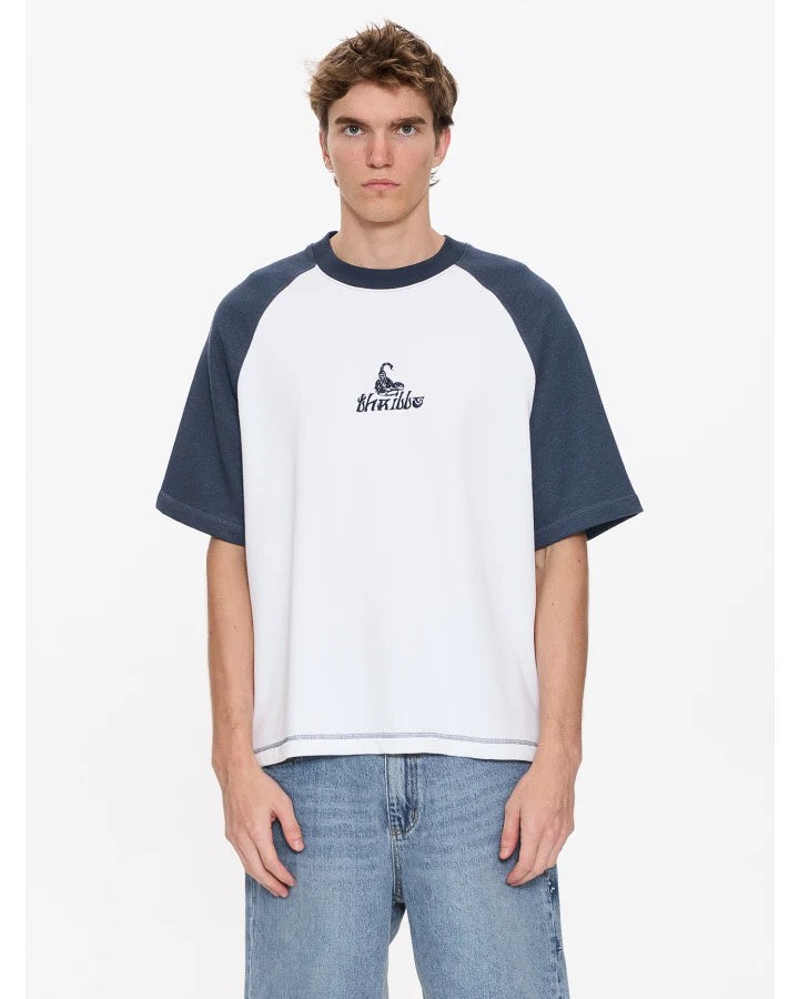 Thrills Chaotic State Embro Raglan Box Fit Oversize Cropped Tee White Petrol