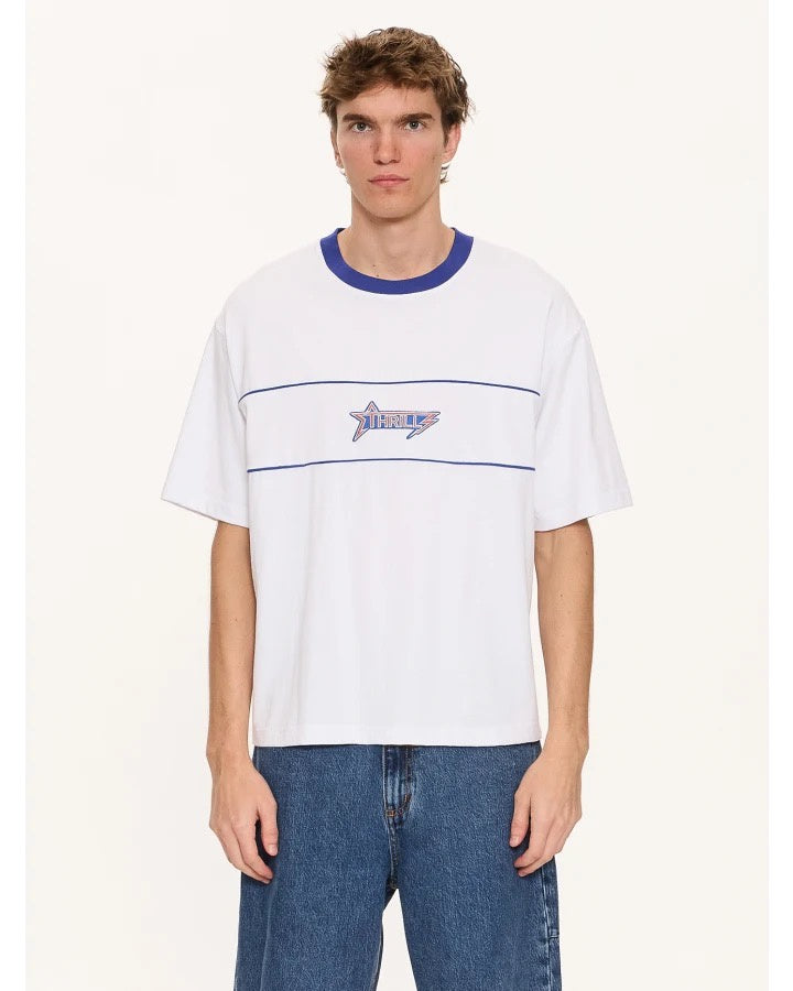 Thrills Heavy Static Piping Box Fit Oversize Cropped Tee White