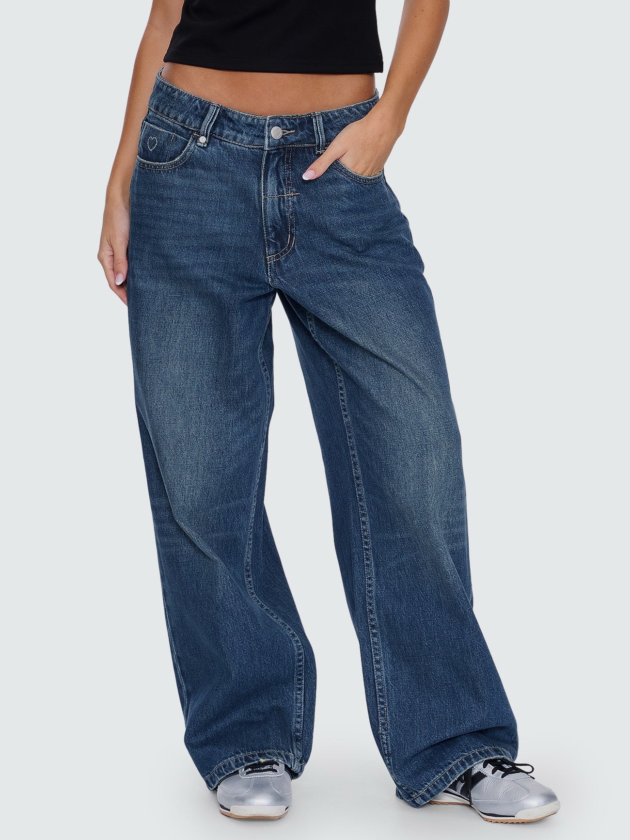 Thrills Billie Low Rise Baggy Killer Jean - Teal Blue Used