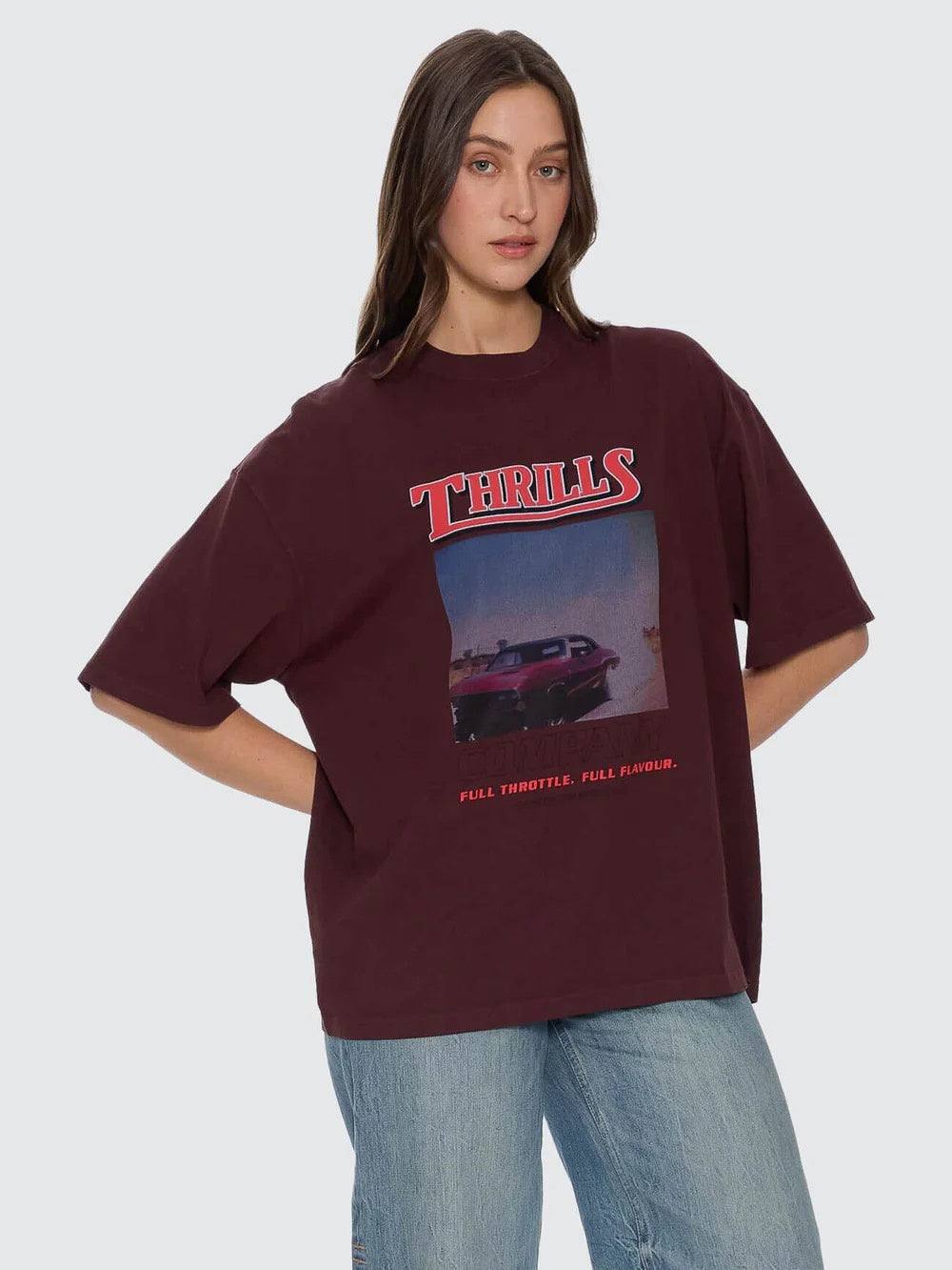 Thrills Full Throttle Oversized Tee Bitter Chocolate