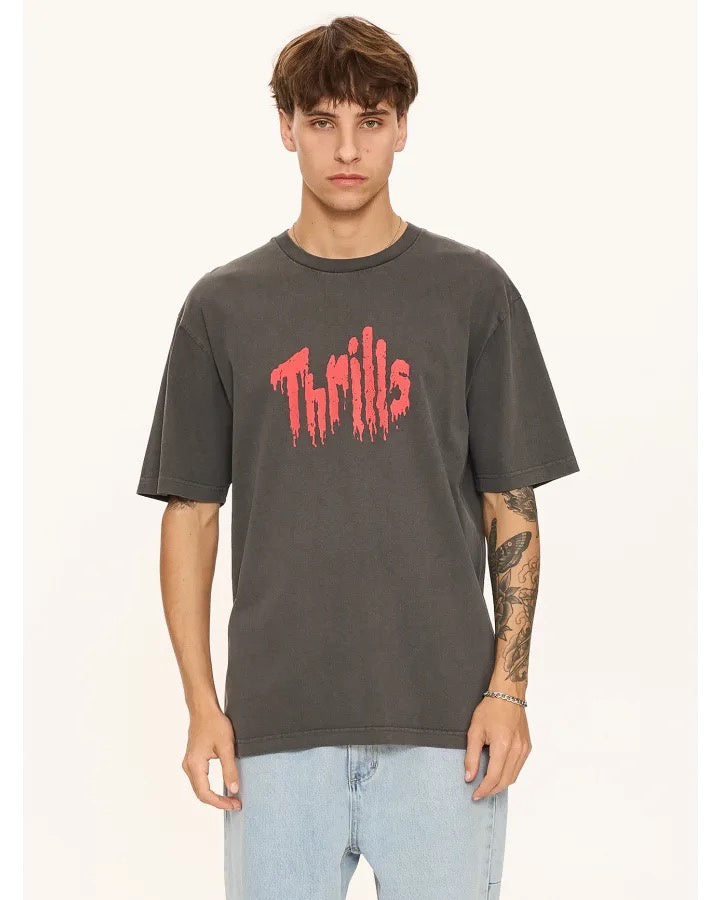 Thrills Once Bitten Twice Shy Oversize Fit Tee Merch Black