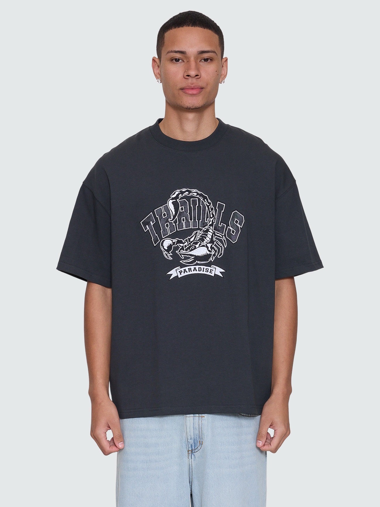 Thrills Sting Of Defeat Box Fit Oversize Tee Carbon