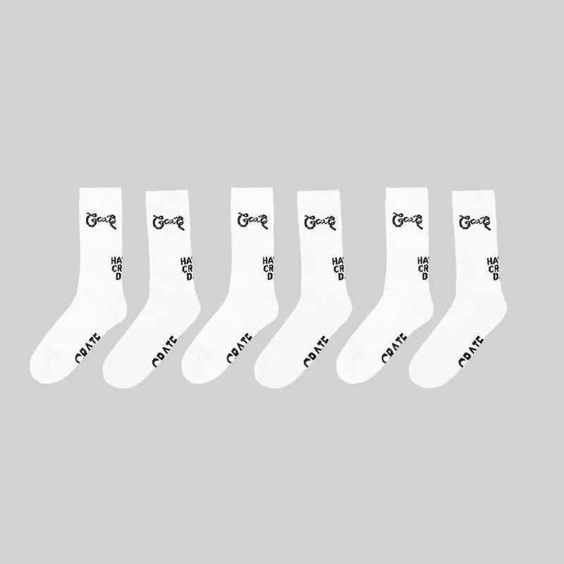 Crate SS23 Scripted White 3 Sock Pack Multi
