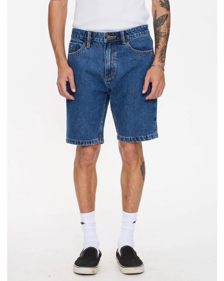 Thrills Chopped Hem Slim Straight Denim Short Deep Vintage Blue