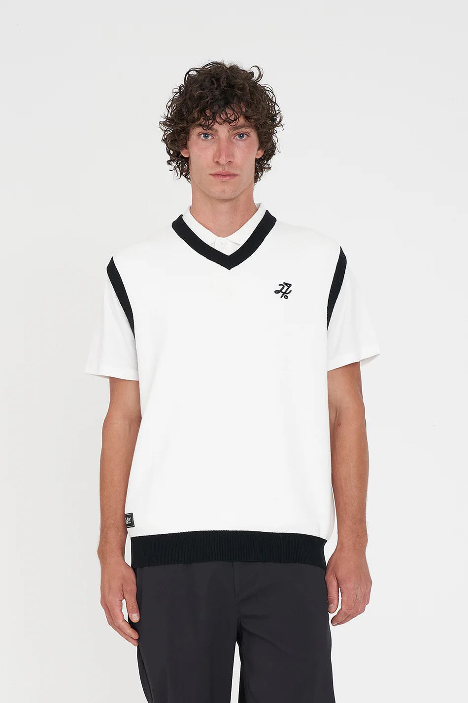 Huffer Bunker Knit Vest Chalk/Black