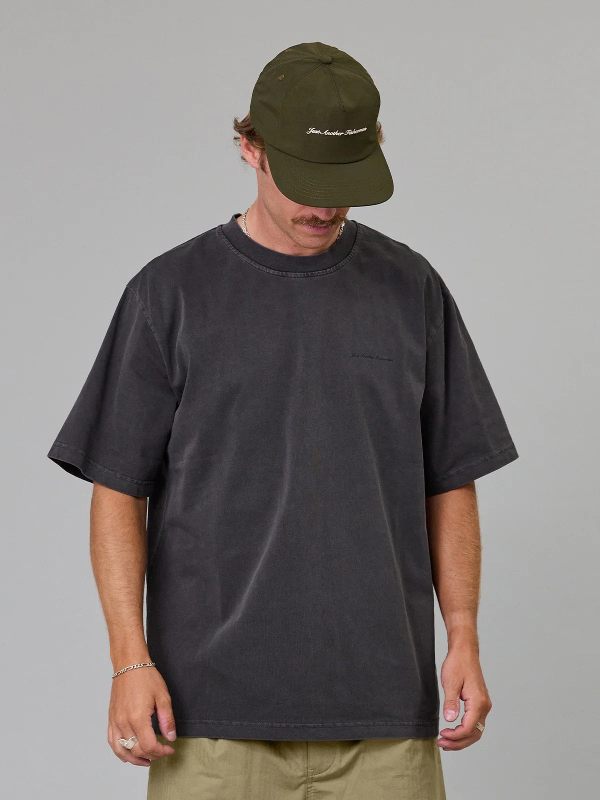 Just Another Fisherman Script Heavy Shore Tee Aged Black