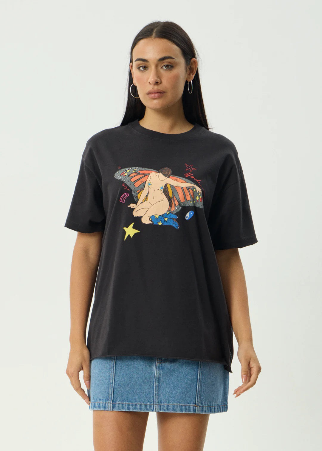 Afends Easty Oversized Tee - Stone Black