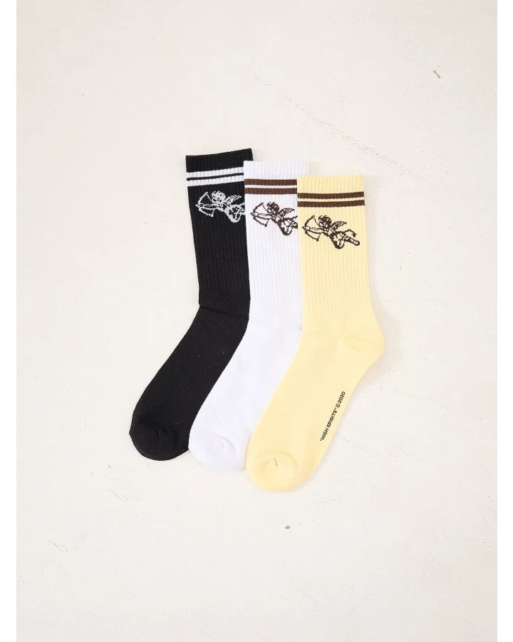 Worship Cherub 3 Pack Socks Lemon-Black-White