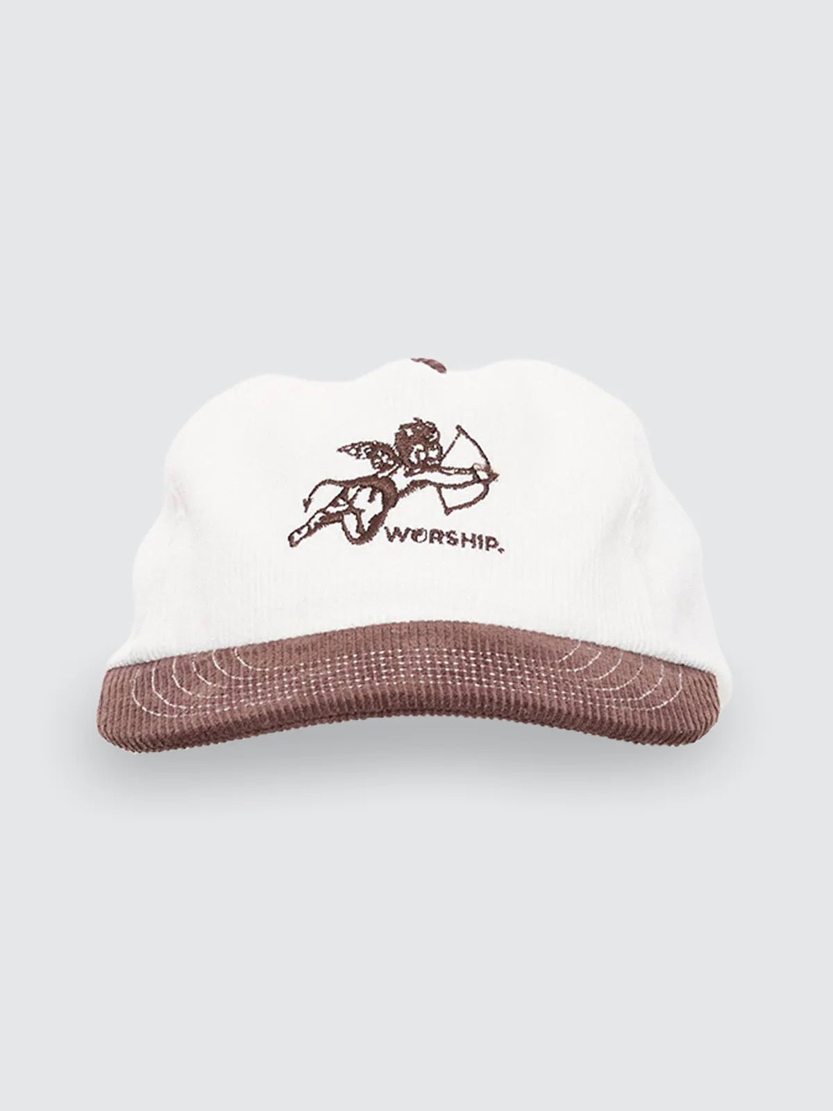 Worship Cherub Cord 5 Panel Hat Dark Choc