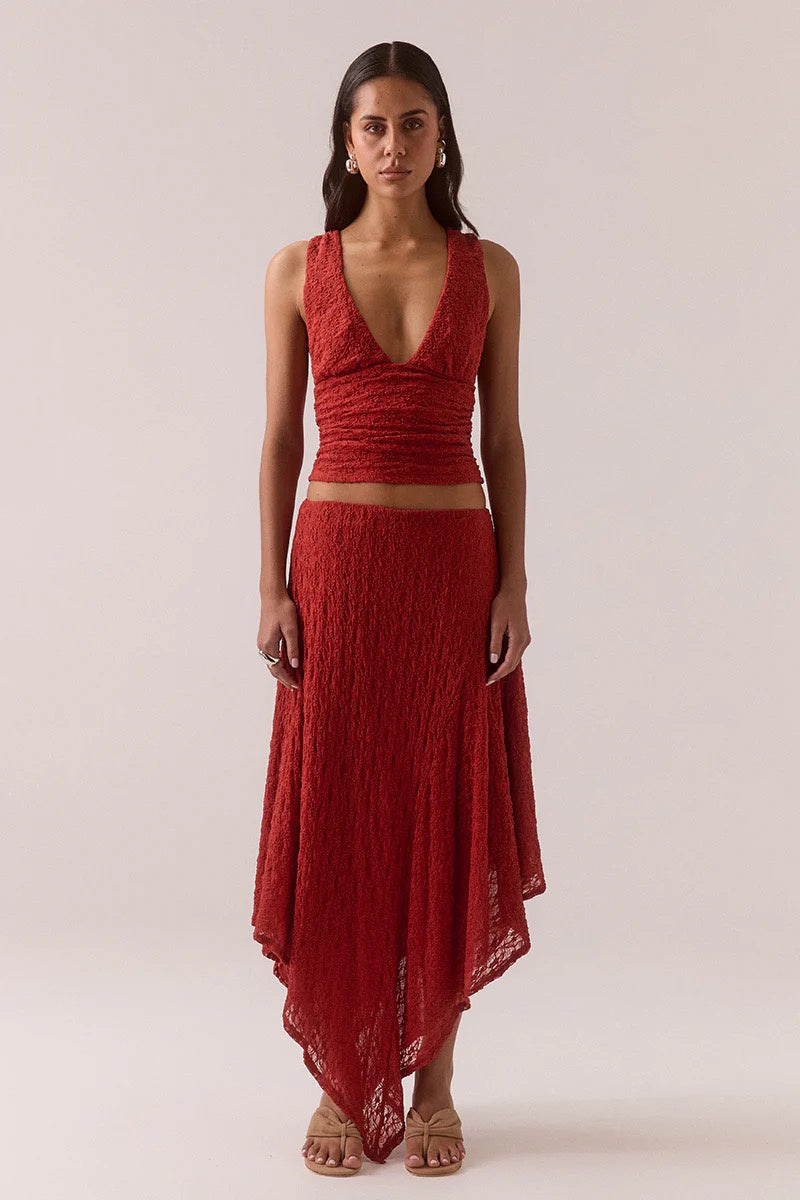 Sovere Aaila Lace Top Blood Orange