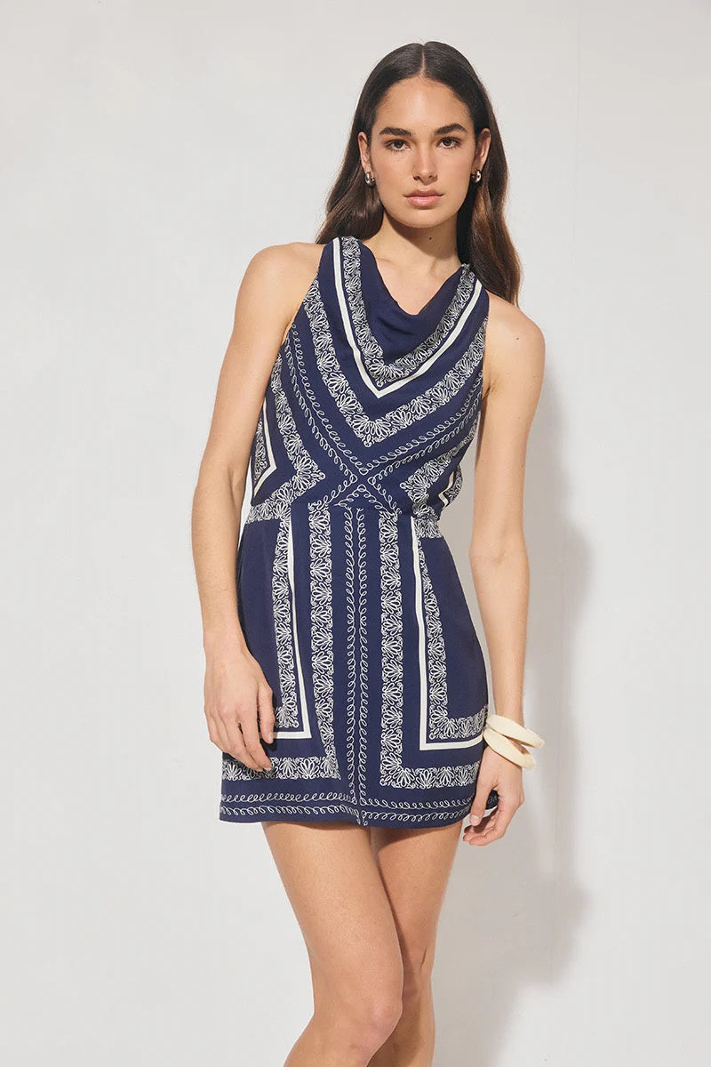 Mon Renn Serafina Mini Dress Navy Cream