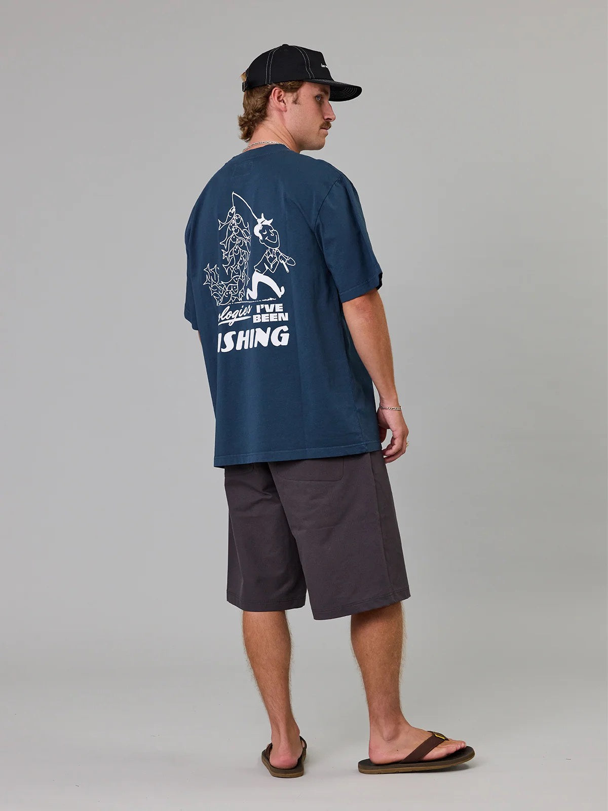 Just Another Fisherman Apologies Heavy Shore Tee Navy