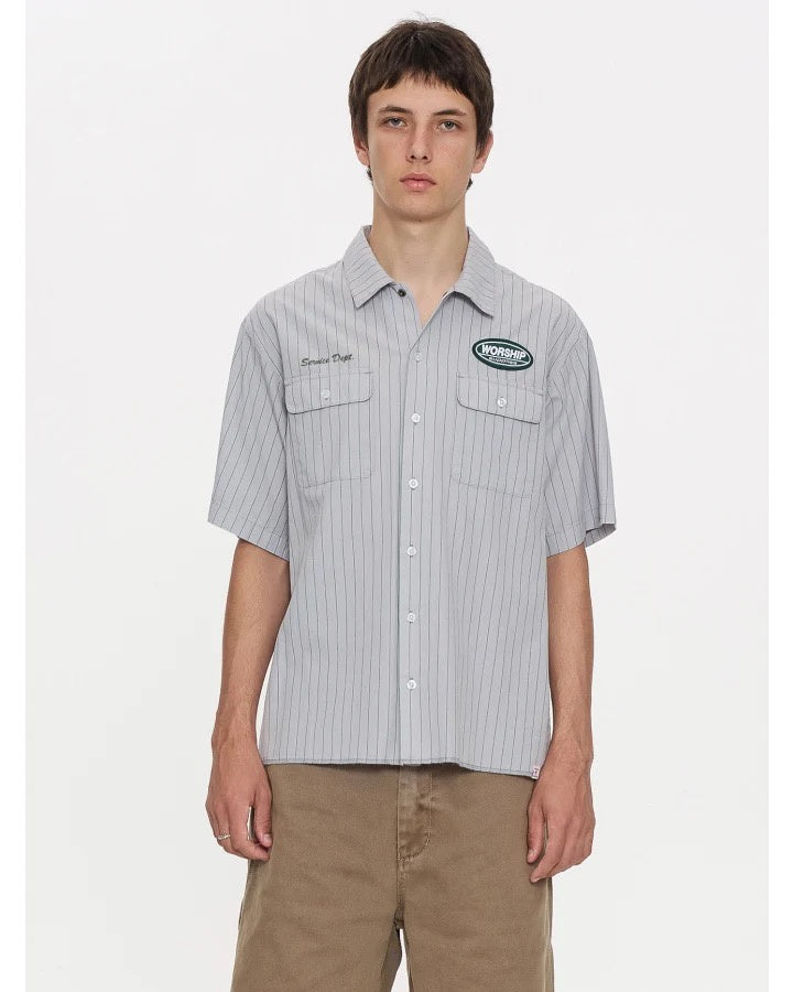 Worship Service Stripe Short Sleeve Workshirt