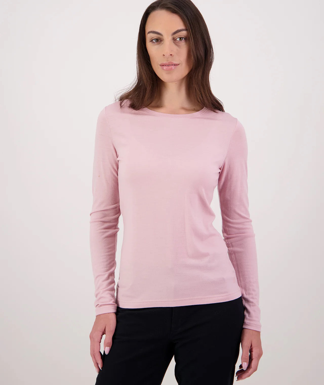Swanndri Cass Womens LS Merino Top Pink Salt