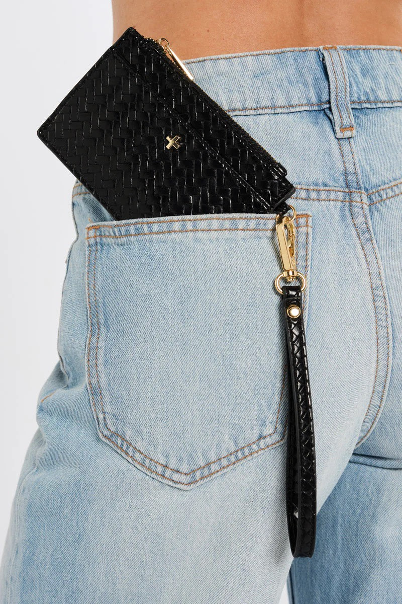Peta + Jain Keira Swinger CC Wallet Black Weave/Gold