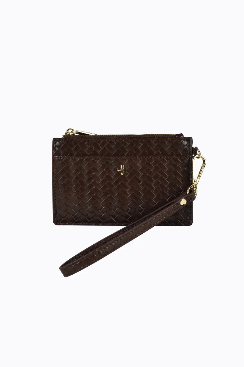 Peta + Jain Keira Swinger CC Wallet Choc Weave/Gold