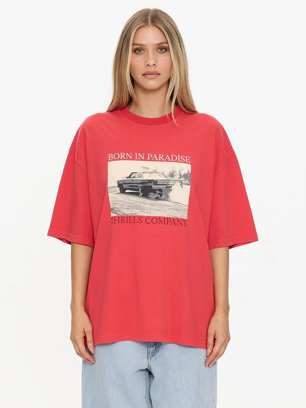 Thrills Metal And Dust Oversized Tee Flame Red