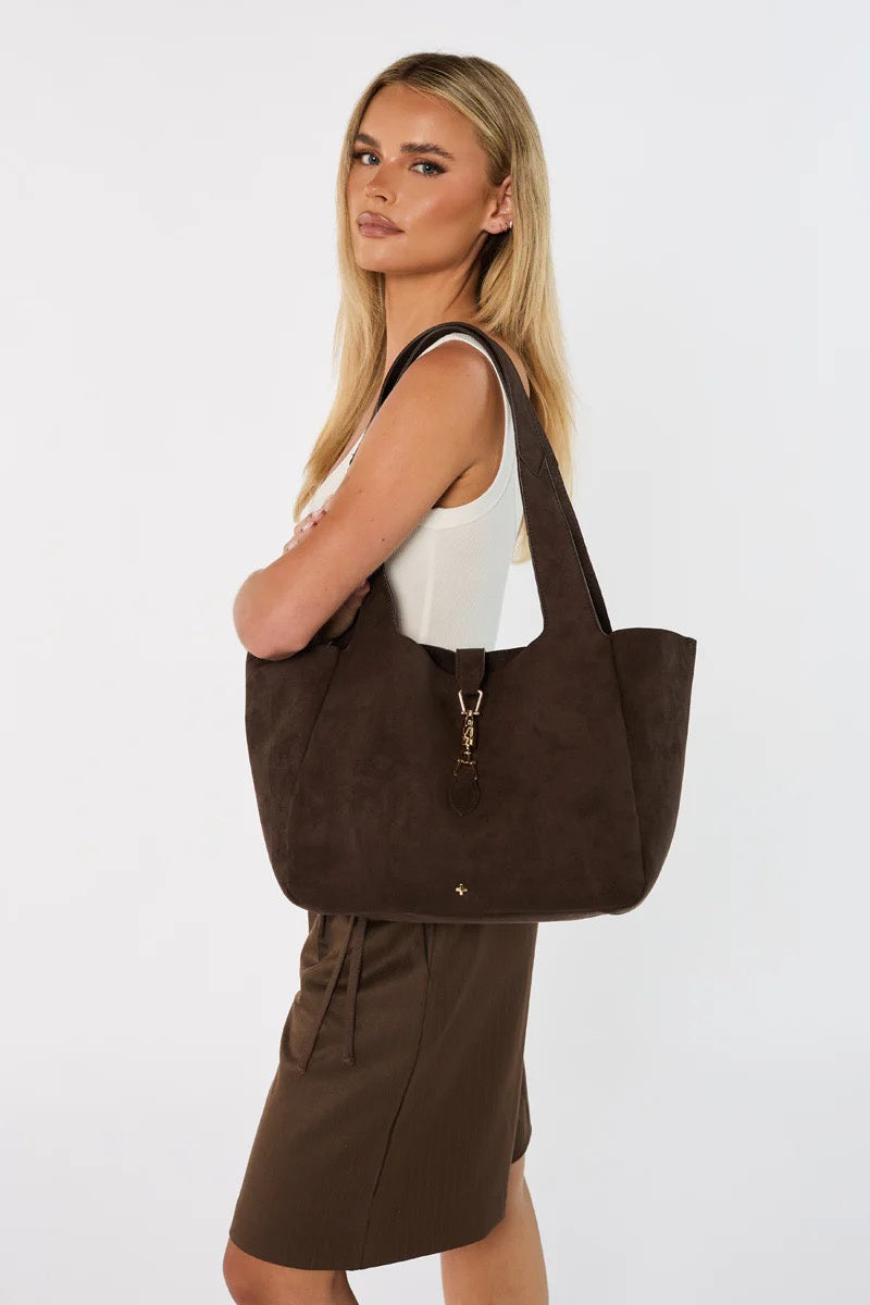 Peta + Jain Dasha Tote Choc Suede/Gold