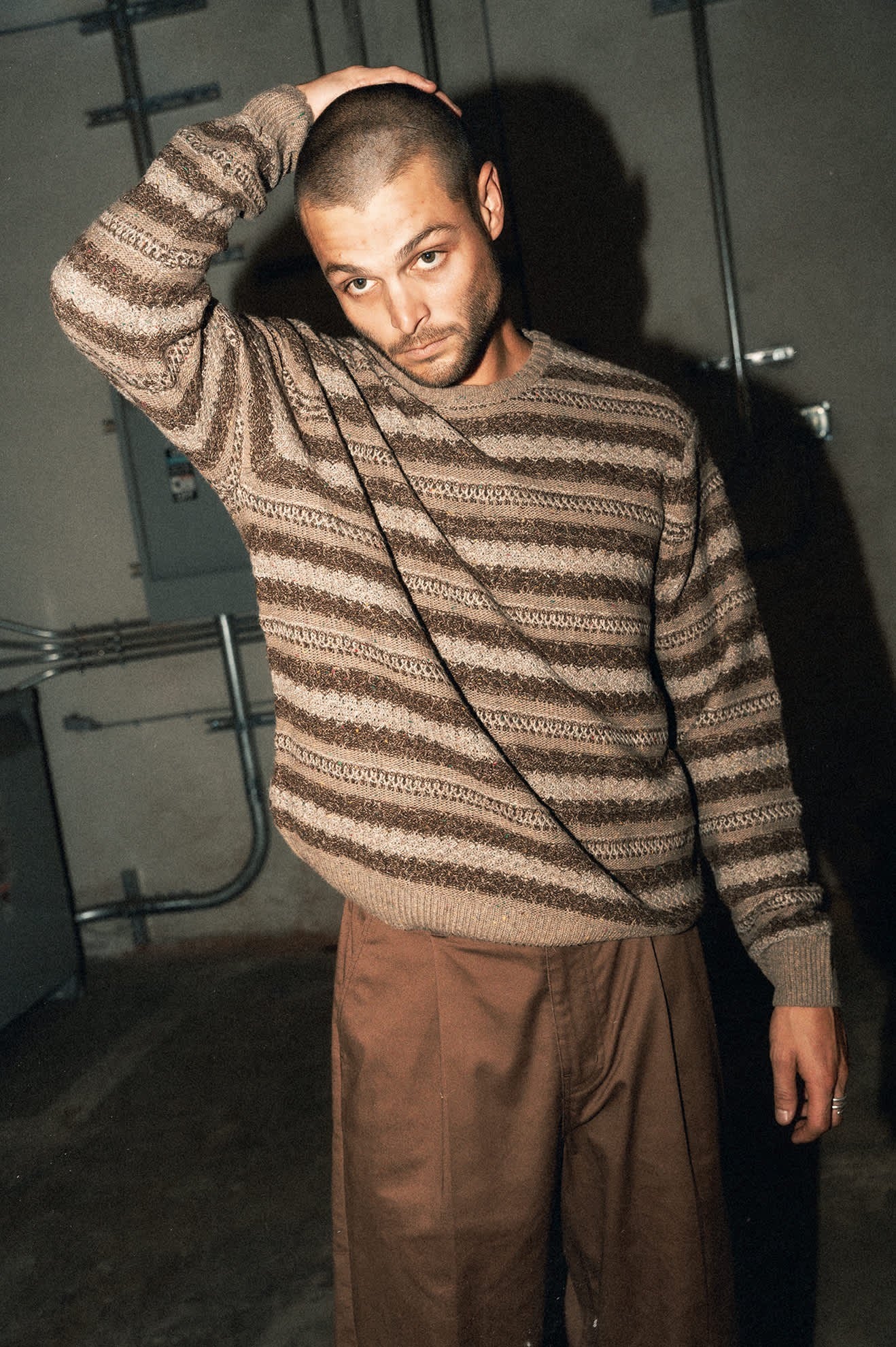 Brixton Midnight Crew Sweater Multi Neutral Stripe