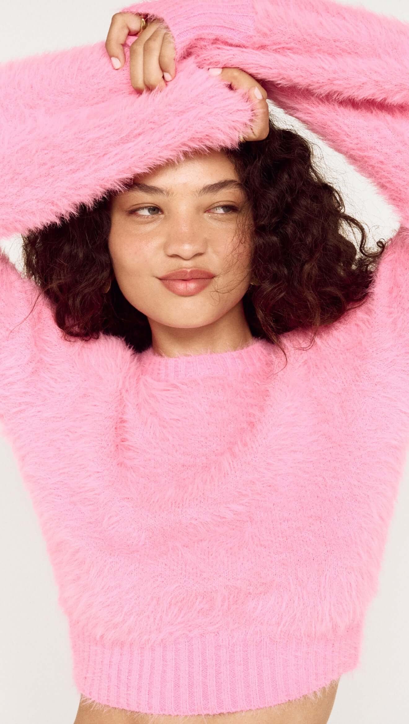 Mink Pink Clio Fluffy Knit Fuchsia