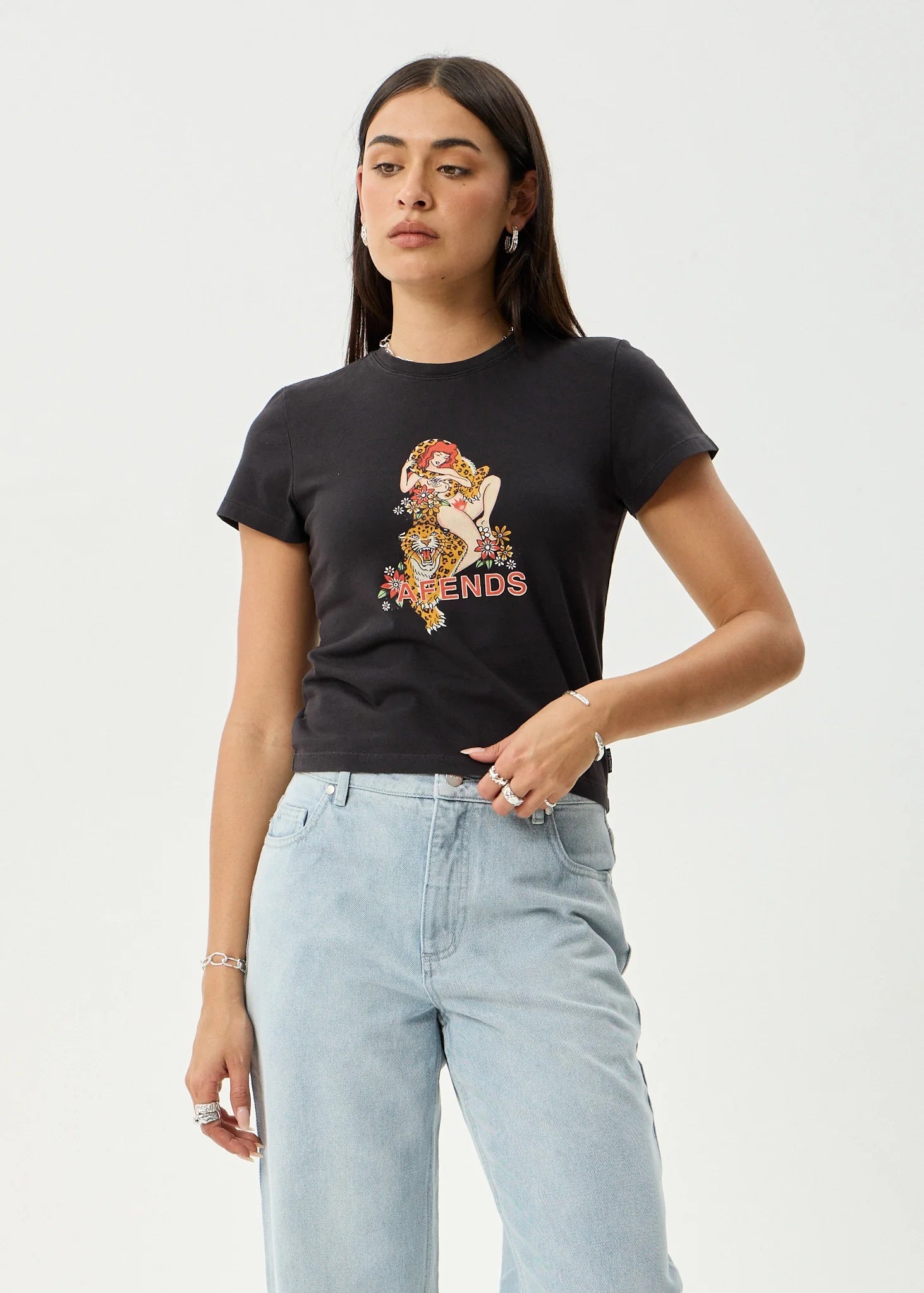 Afends Hellcat - Baby Tee - Stone Black