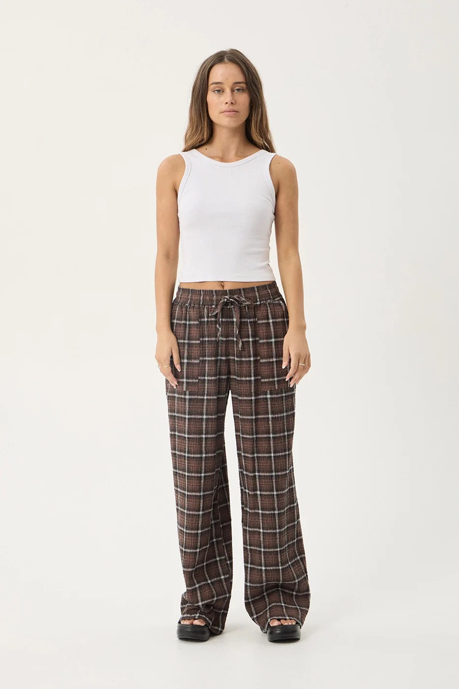Afends Reverie - Seersucker Pant - Coffee Check