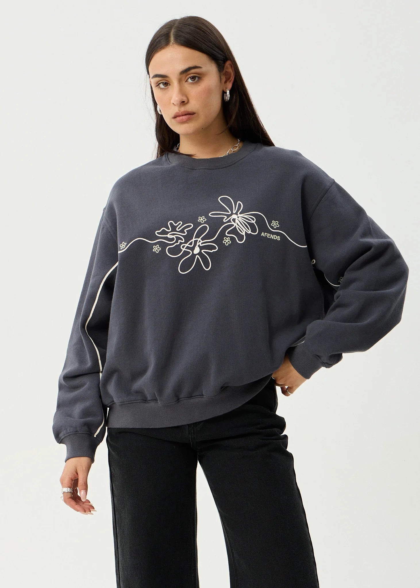 Afends Locket - Crew Neck - Charcoal