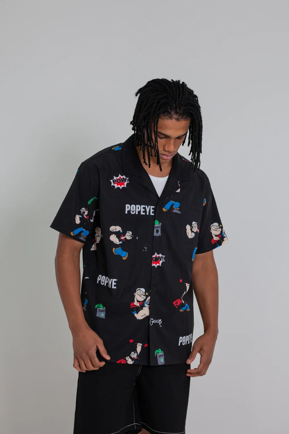 Crate X Popeye Cuban Collar Shirt Black