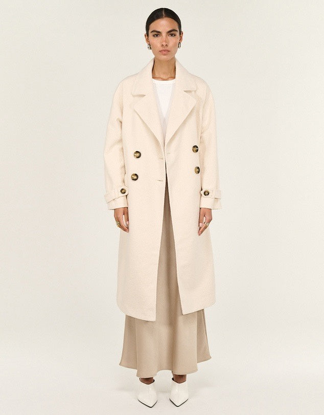 Staple The Label Haven Boucle Coat Cream