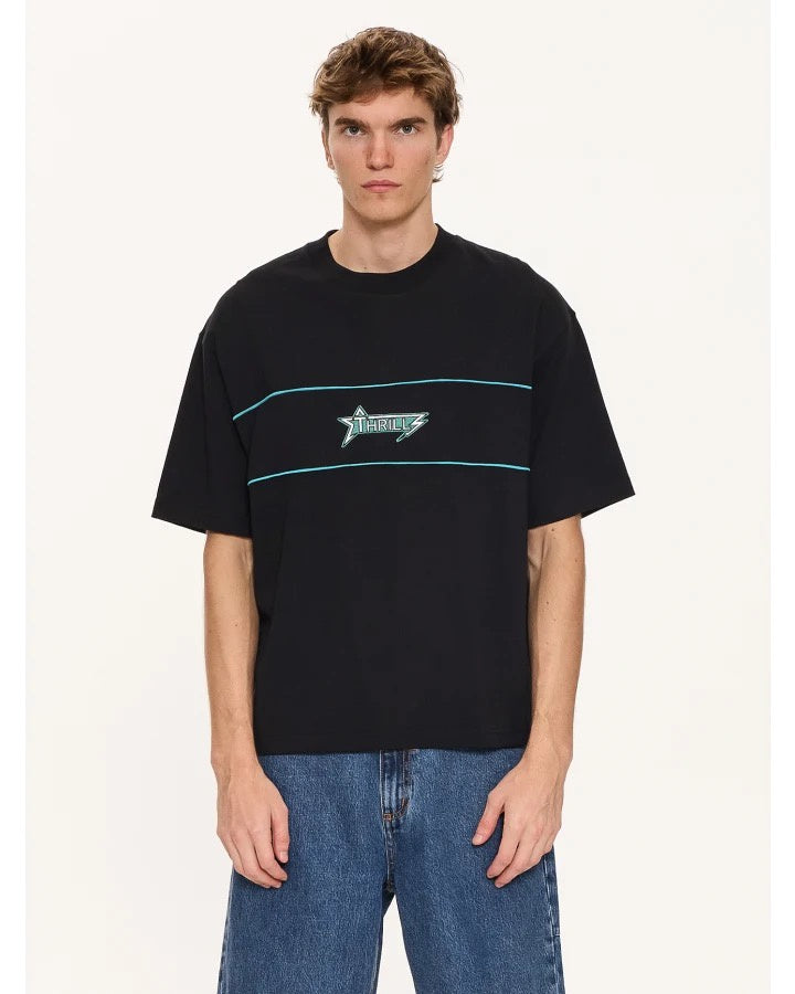 Thrills Heavy Static Piping Box Fit Oversize Cropped Tee Black