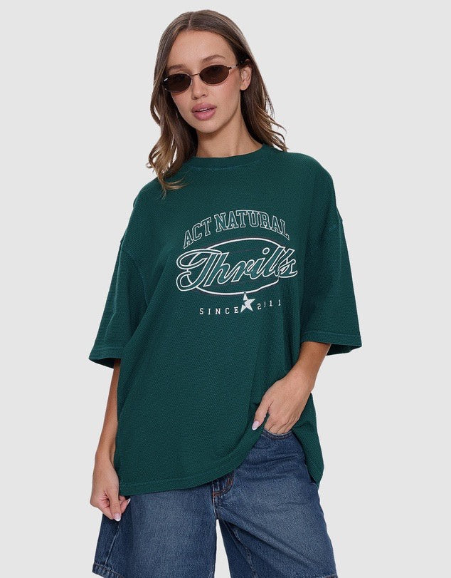 Thrills Standard Issue Waffle Oversized Tee Varsity Green