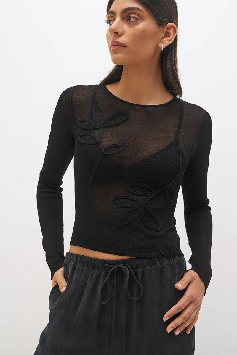 Mon Renn Yasmin Knit Top Black