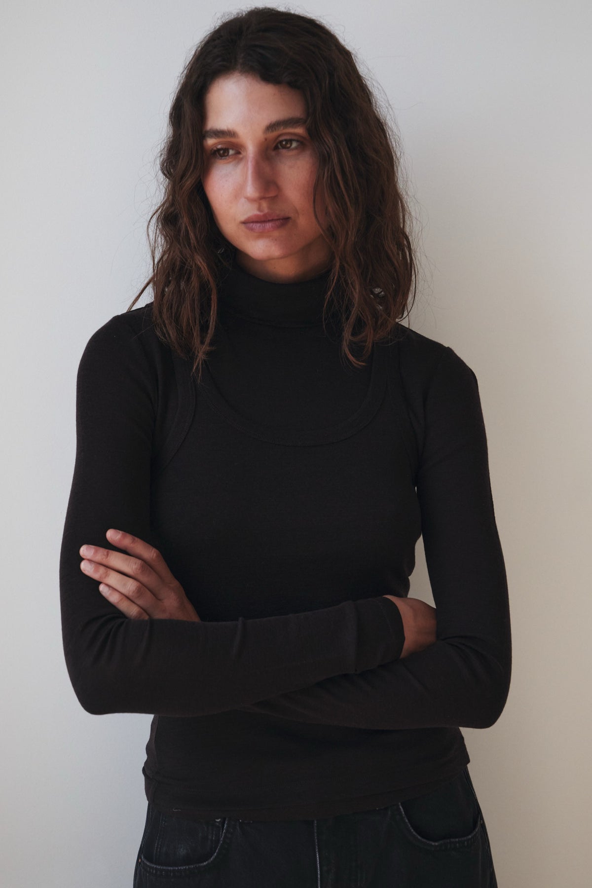 Assembly Nora Merino Wool Layered Turtleneck Ganache