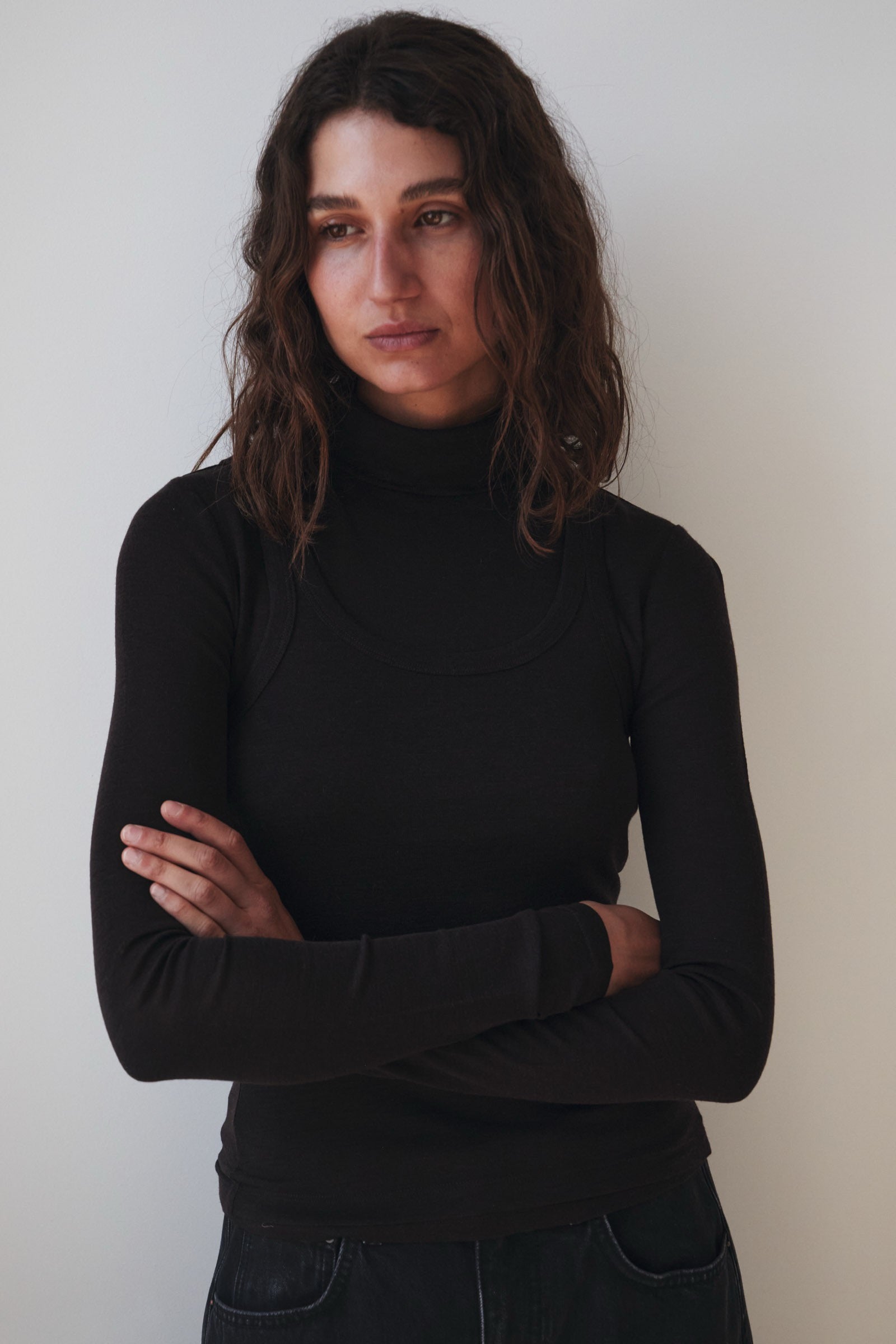 Assembly Nora Merino Wool Layered Turtleneck Ganache