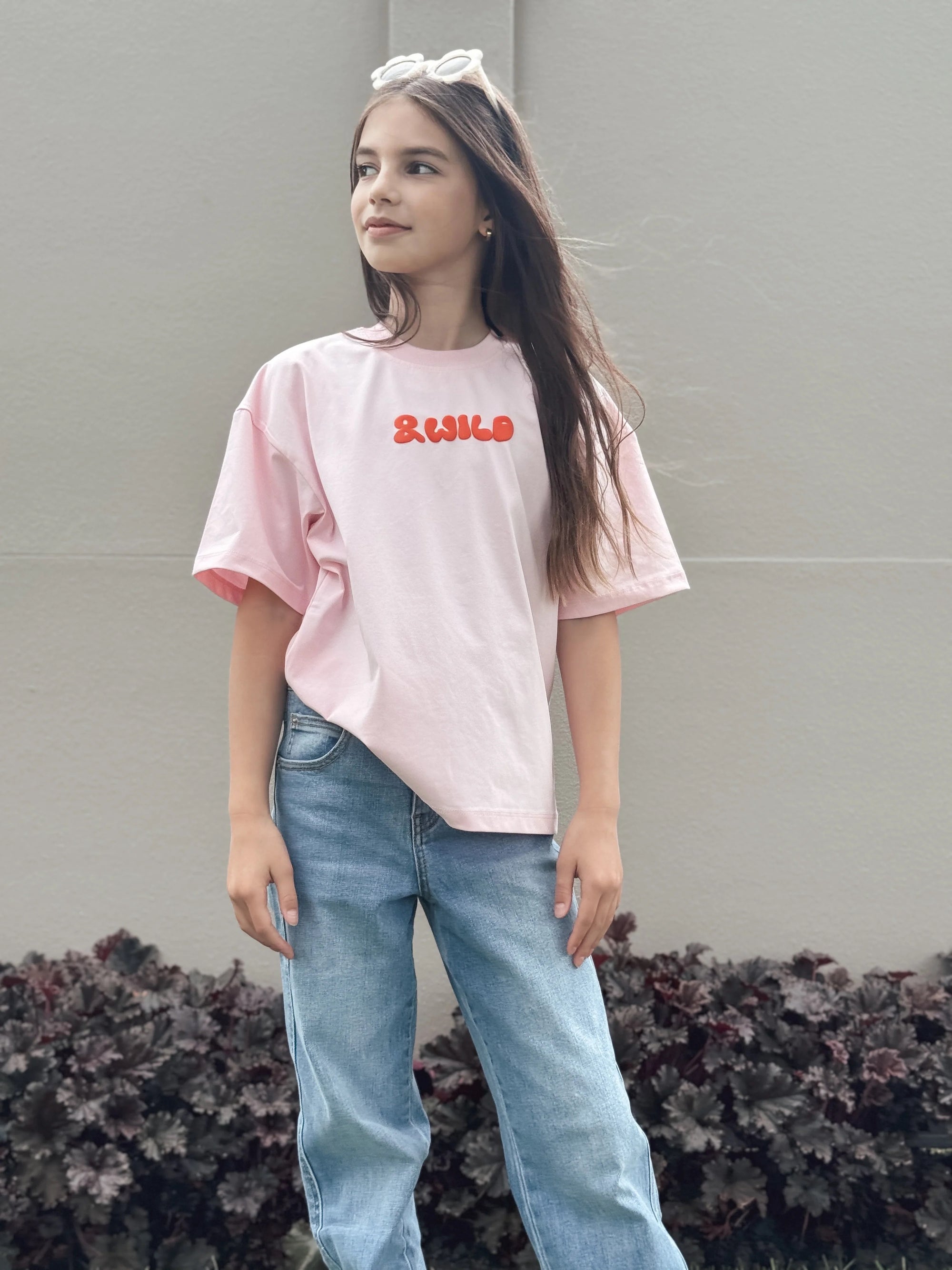 &Wild Solara Boxy Fit Tee Bubblegum Pink